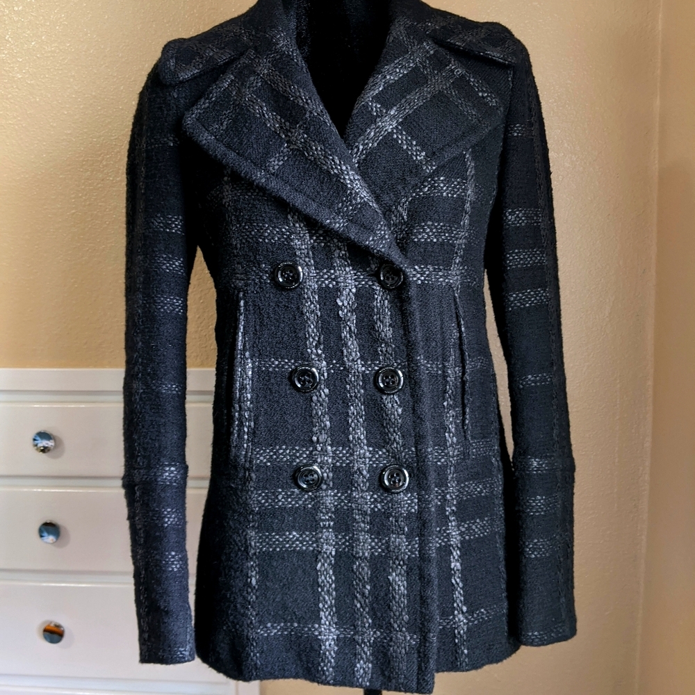 Burberry Peacoat Black Nova Check Chunky Wool